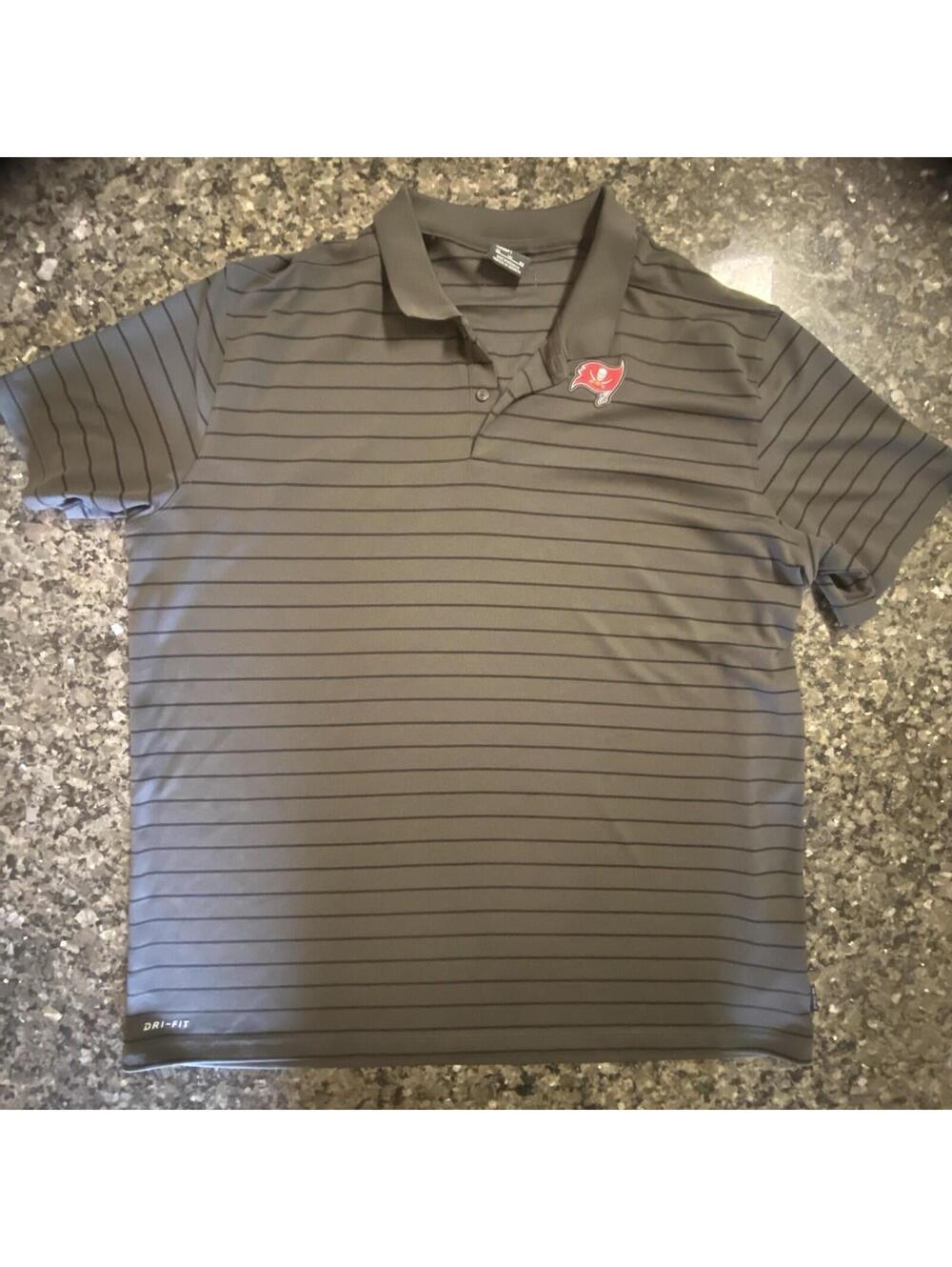 Nike Dri-FIT NFL OnField Tampa Bay Buccaneers Gray Striped Polo XXL Short Sleeve